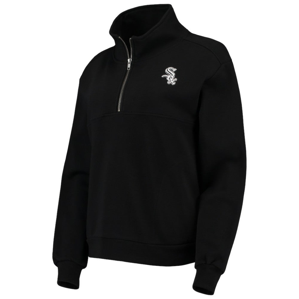 Chicago White Sox The Wild Collective Women's Two-Hit Quarter-Zip Pullover Top Black