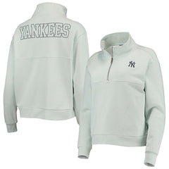 New York Yankees The Wild Collective Women's Two-Hit Quarter-Zip Pullover Top Light Blue