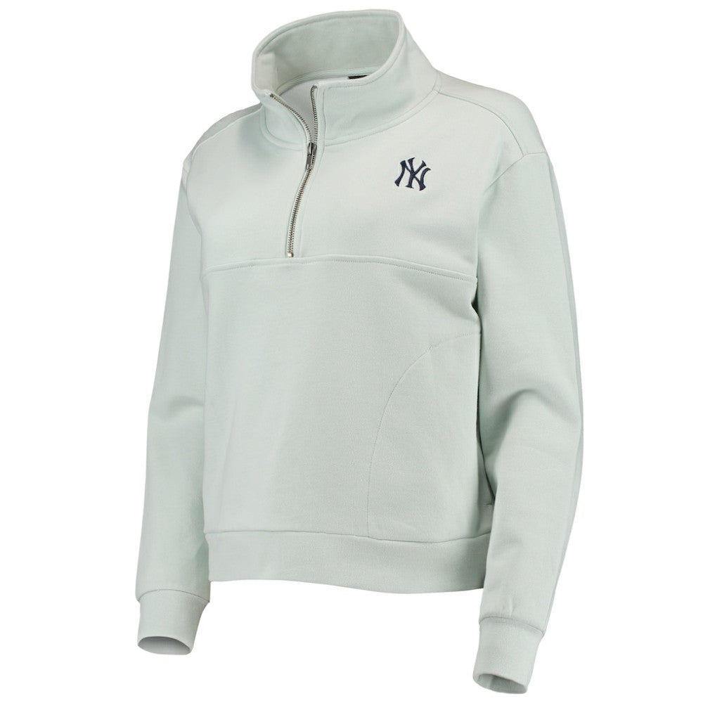 New York Yankees The Wild Collective Women's Two-Hit Quarter-Zip Pullover Top Light Blue