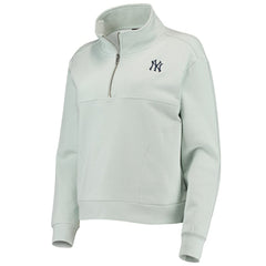 New York Yankees The Wild Collective Women's Two-Hit Quarter-Zip Pullover Top Light Blue