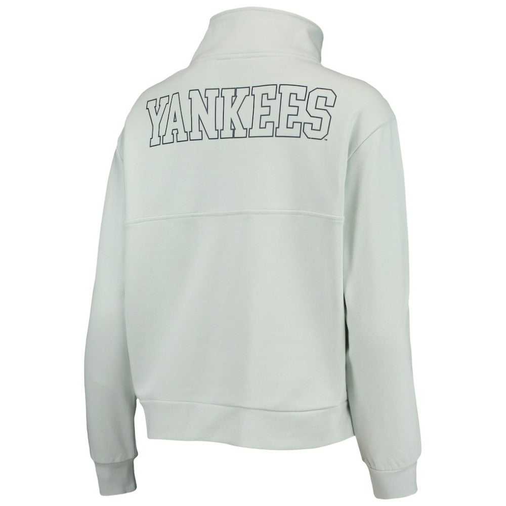 New York Yankees The Wild Collective Women's Two-Hit Quarter-Zip Pullover Top Light Blue