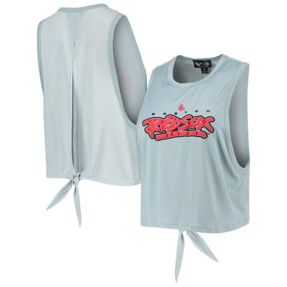 Boston Red Sox The Wild Collective Women's Open Back Twist-Tie Tank Top Light Blue
