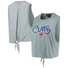 Chicago Cubs The Wild Collective Women's Open Back Twist-Tie Tank Top Light Blue