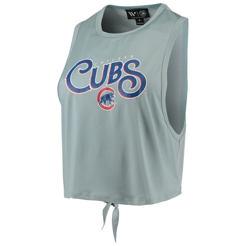 Chicago Cubs The Wild Collective Women's Open Back Twist-Tie Tank Top Light Blue