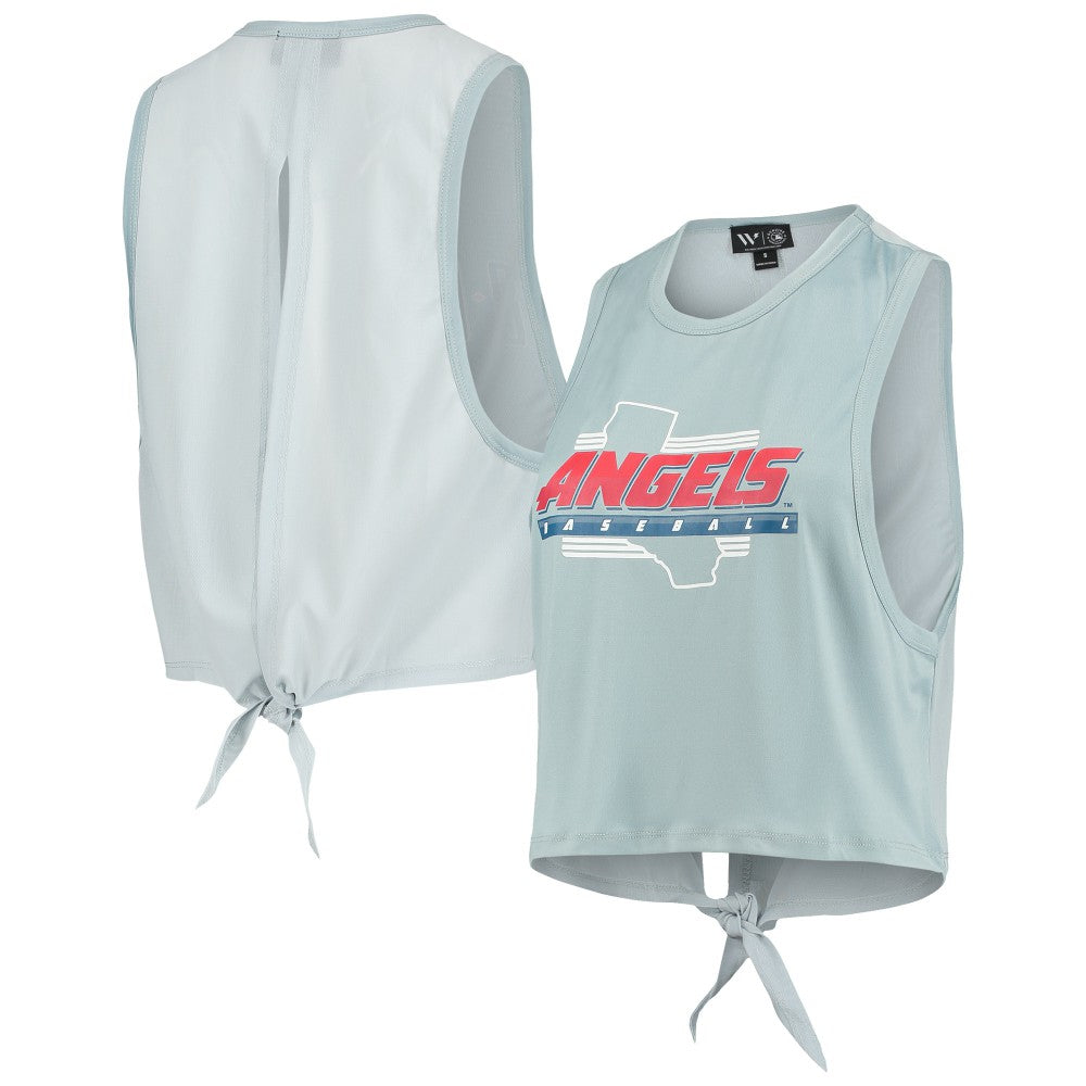 Los Angeles Angels The Wild Collective Women's Open Back Twist-Tie Tank Top Light Blue