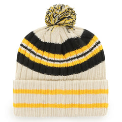 Pittsburgh Pirates Home Patch Cuffed Knit Hat with Pom Natural | 47 brand