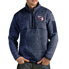 Cleveland Guardians Antigua Fortune Quarter-Zip Pullover Jacket Heathered Navy