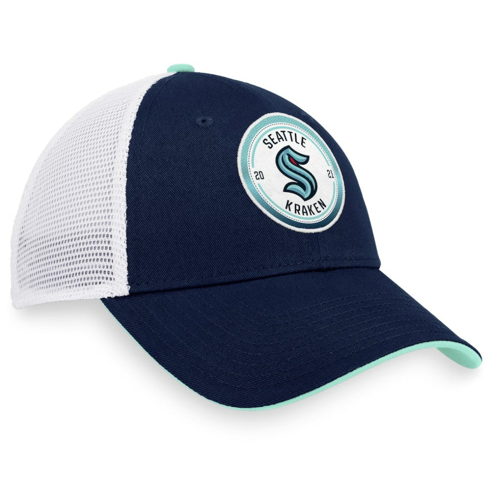Seattle Kraken Fanatics Iconic Gradient Trucker Snapback Hat Deep Sea Blue/White