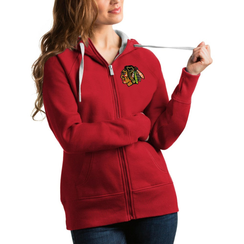 Chicago Blackhawks Antigua Women's Team Victory Full-Zip Hoodie Red