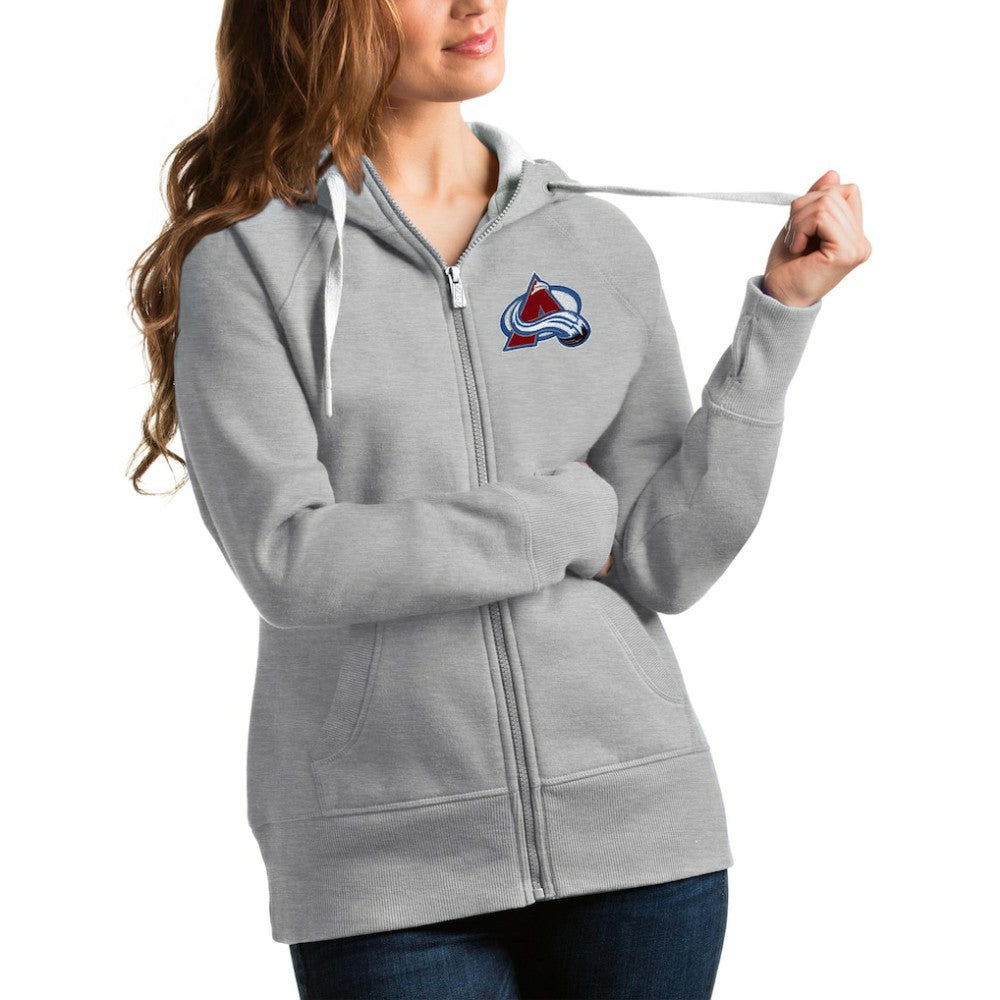 Colorado Avalanche Antigua Women's Victory Full-Zip Hoodie Heathered Gray