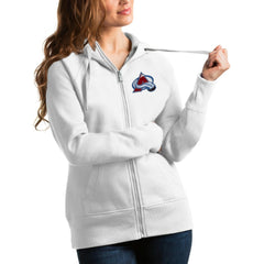 Colorado Avalanche Antigua Women's Victory Full-Zip Hoodie White