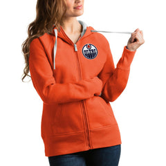 Edmonton Oilers Antigua Women's Victory Full-Zip Hoodie Orange