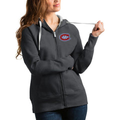 Montreal Canadiens Antigua Women's Victory Full-Zip Hoodie Charcoal