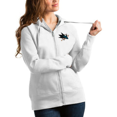 San Jose Sharks Antigua Women's Victory Full-Zip Hoodie White