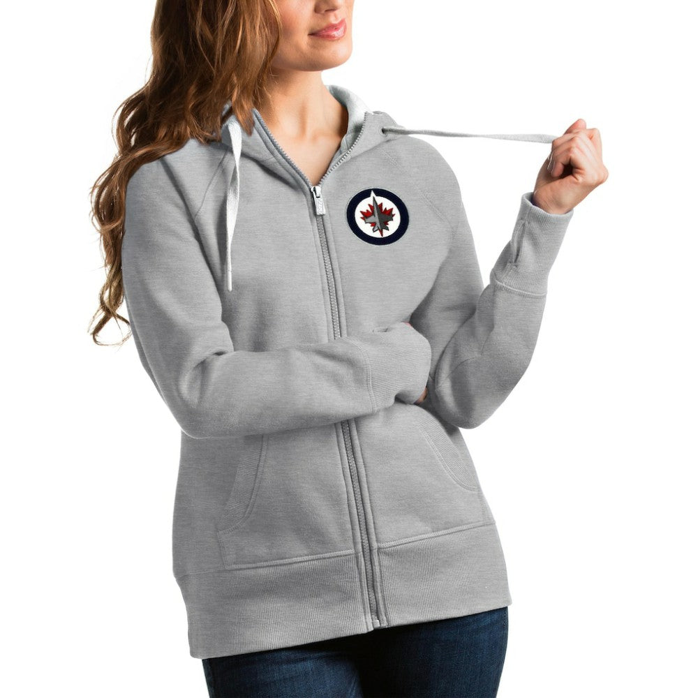 Winnipeg Jets Antigua Women's Victory Full-Zip Hoodie Heathered Gray
