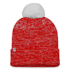 Calgary Flames Fanatics Women's Glimmer Cuffed Knit Hat with Pom Red