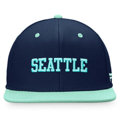 Seattle Kraken Fanatics Heritage City Two-Tone Snapback Hat Deep Sea Blue/Light Blue