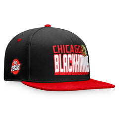 Chicago Blackhawks Fanatics Heritage Retro Two-Tone Snapback Hat Black/Red