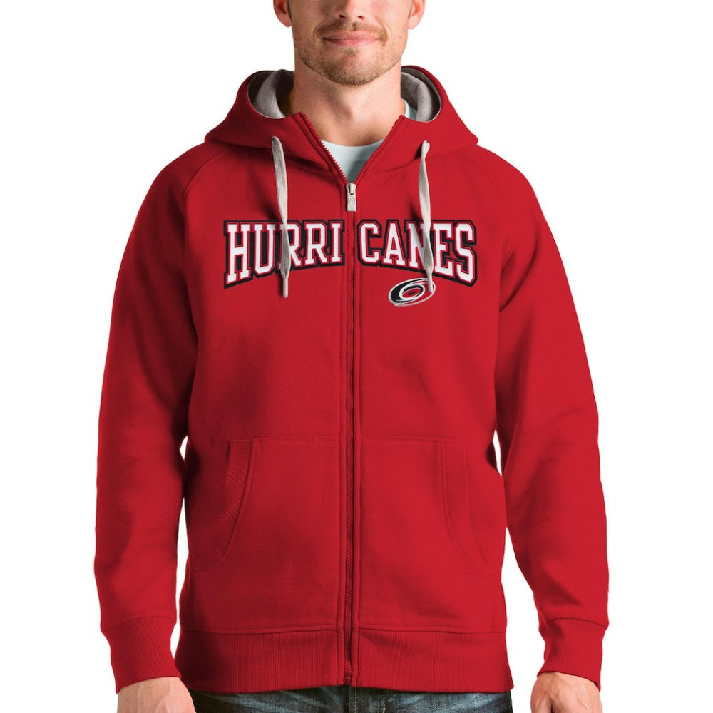Carolina Hurricanes Antigua Wordmark Victory Full-Zip Hoodie Red