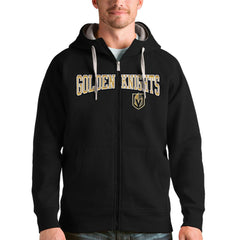 Vegas Golden Knights Antigua Wordmark Victory Full-Zip Hoodie Black
