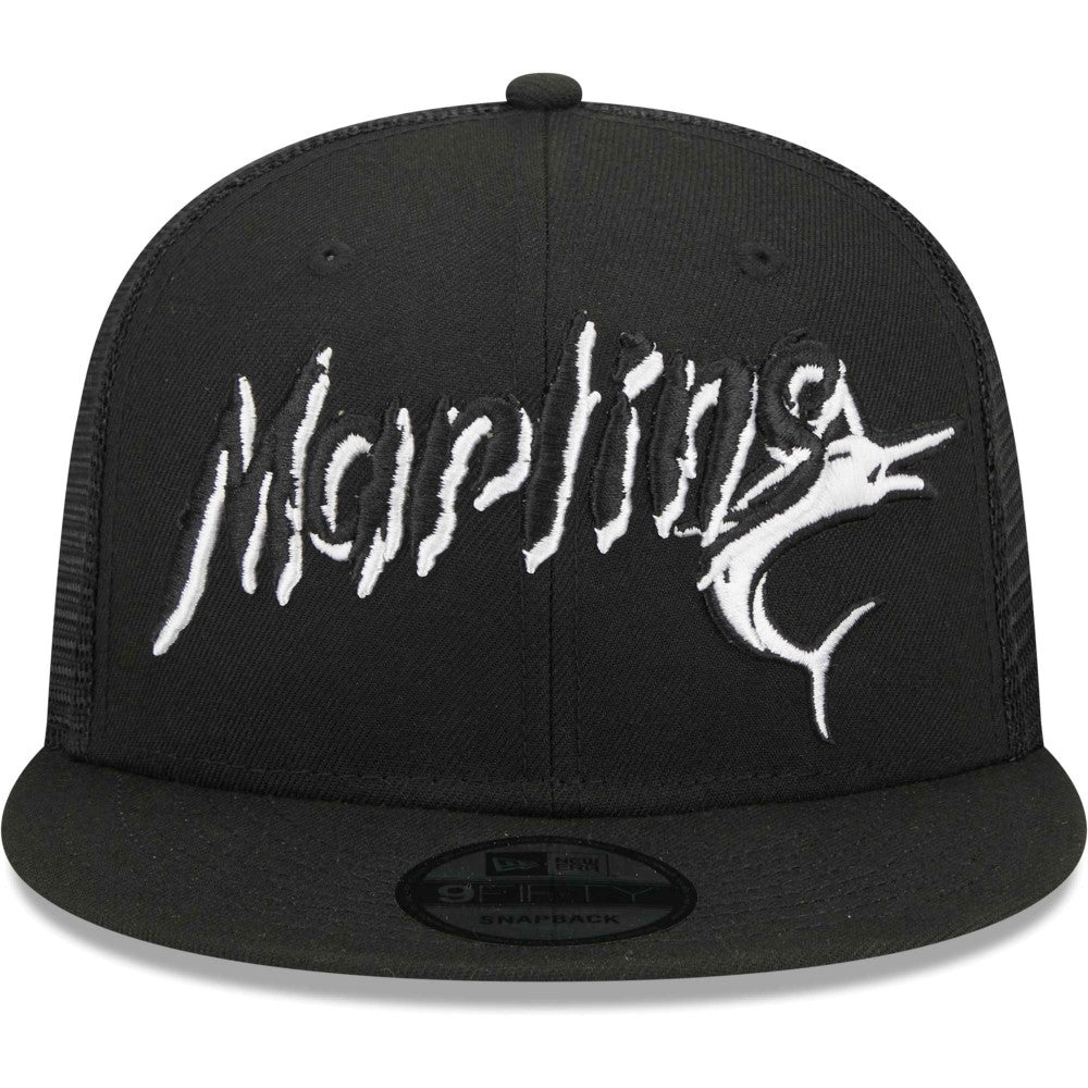 Miami Marlins Street Trucker 9FIFTY Snapback Hat Black | New Era