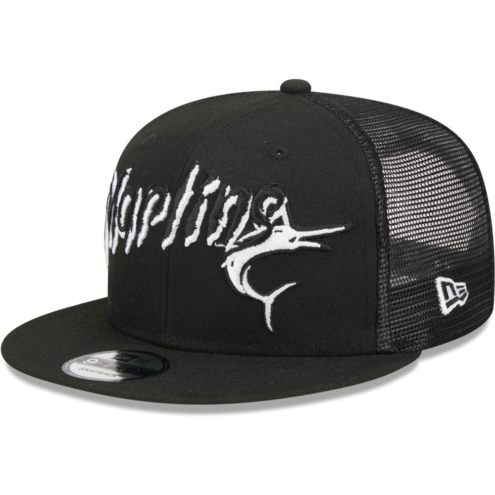 Miami Marlins Street Trucker 9FIFTY Snapback Hat Black | New Era