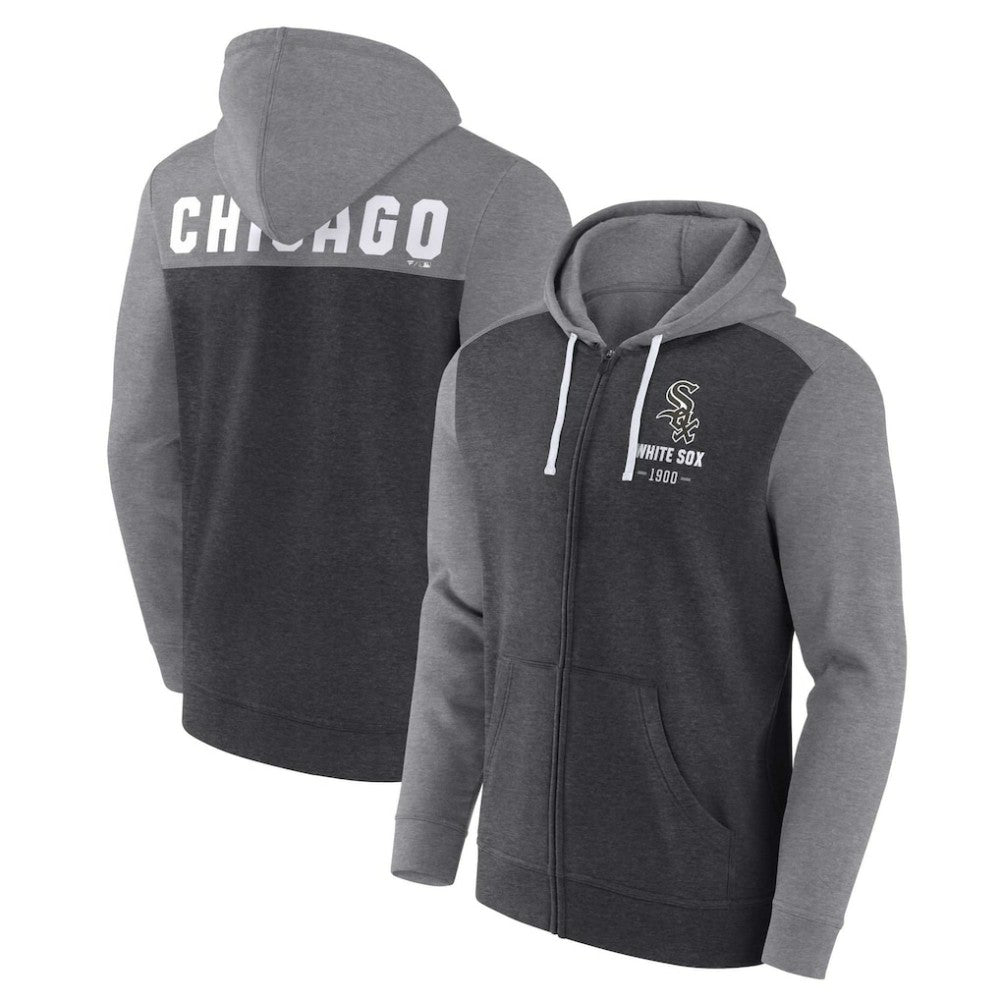Chicago White Sox Blown Away Full-Zip Hoodie Heathered Charcoal/Heathered Gray
