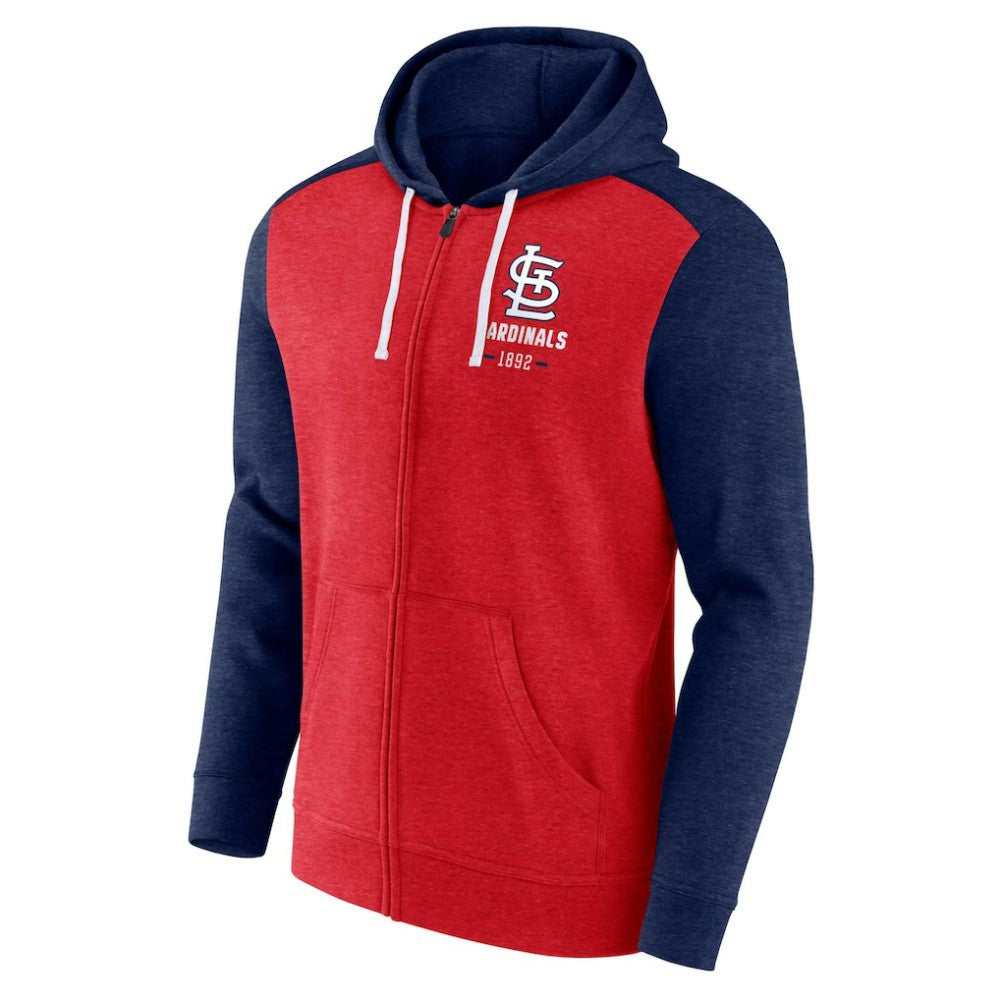 St. Louis Cardinals Blown Away Full-Zip Hoodie Heathered Red/Heathered Navy