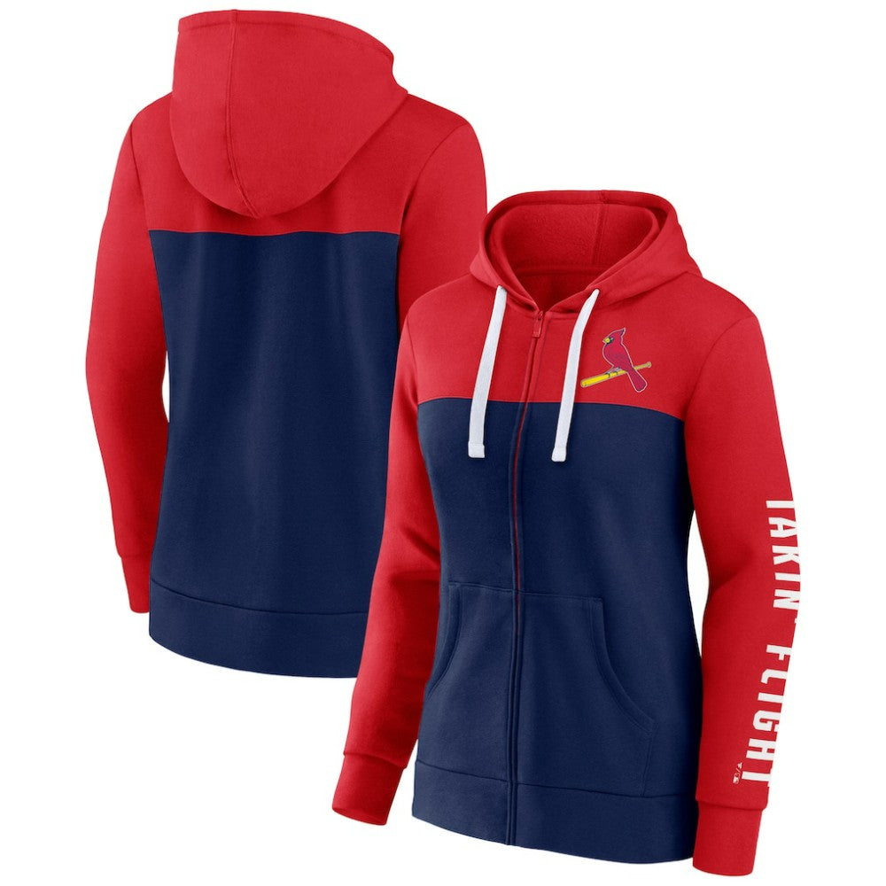 St. Louis Cardinals Women's Take The Field Colorblocked Hoodie Full-Zip Jacket Red/Navy