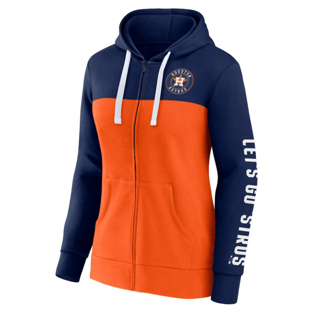 Houston Astros Women's Take The Field Colorblocked Hoodie Full-Zip Jacket Navy/Orange