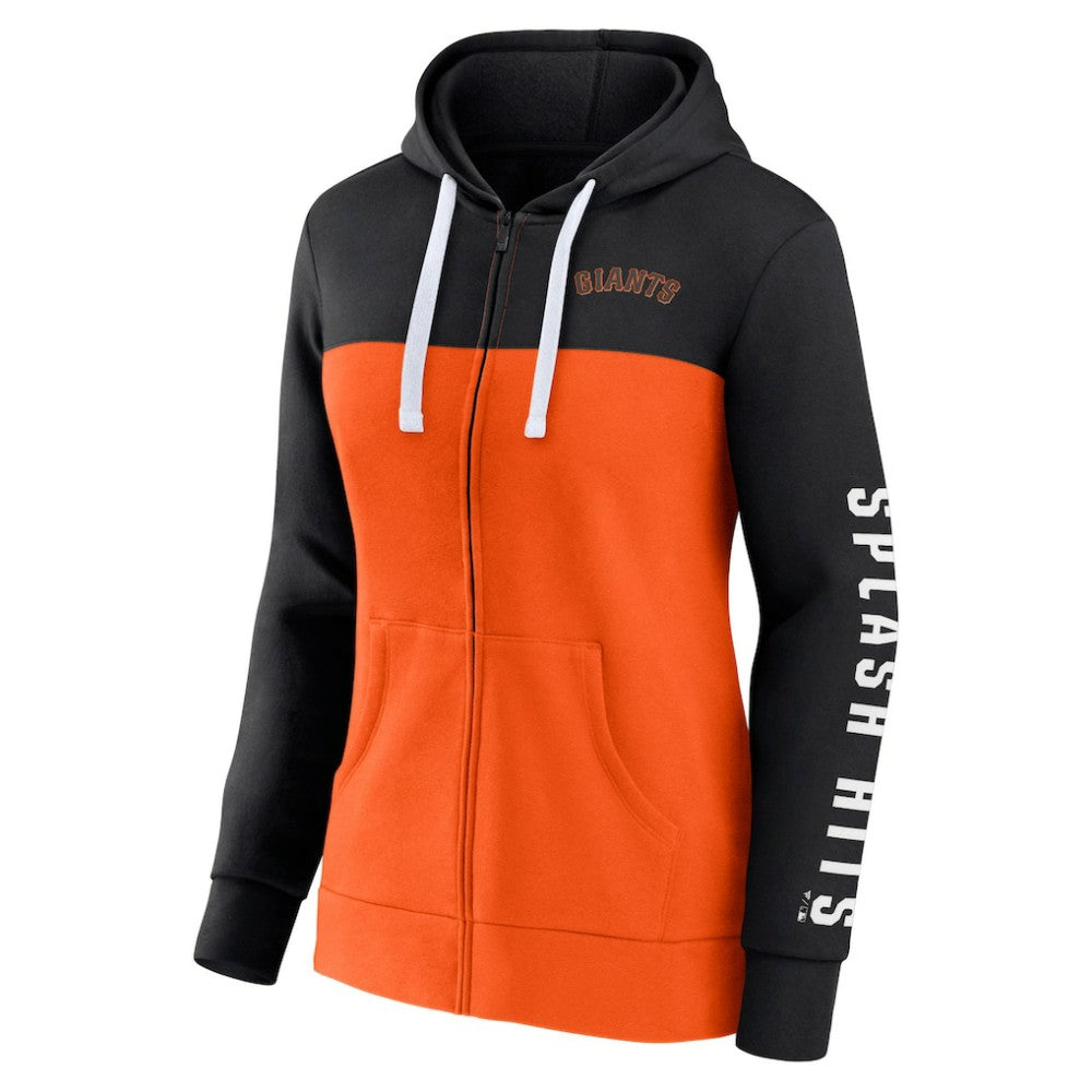 San Francisco Giants Women's Take The Field Colorblocked Hoodie Full-Zip Jacket Black/Orange