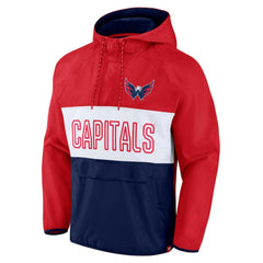 Washington Capitals Fanatics Backhand Shooter Defender Anorak Raglan Hoodie Quarter-Zip Jacket Red/Navy