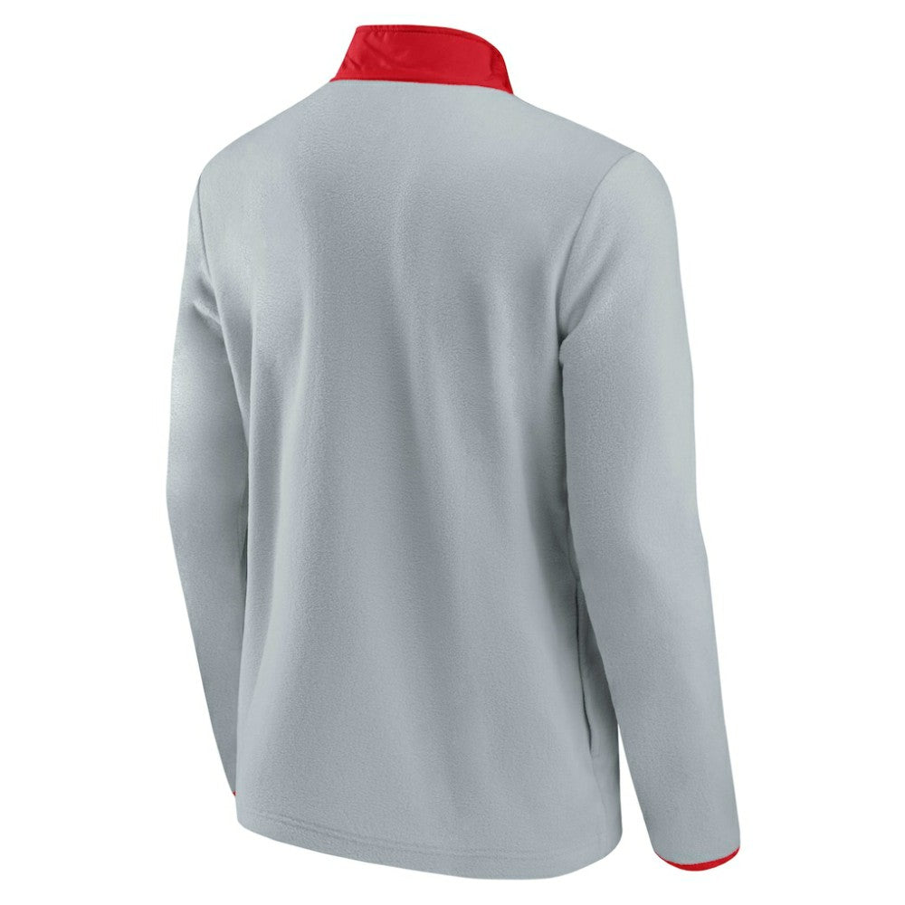 Chicago Blackhawks Fanatics Hockey Polar Fleece Quarter-Snap Jacket Gray/Red