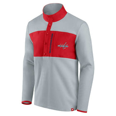 Washington Capitals Fanatics Hockey Polar Fleece Quarter-Snap Jacket Gray/Red