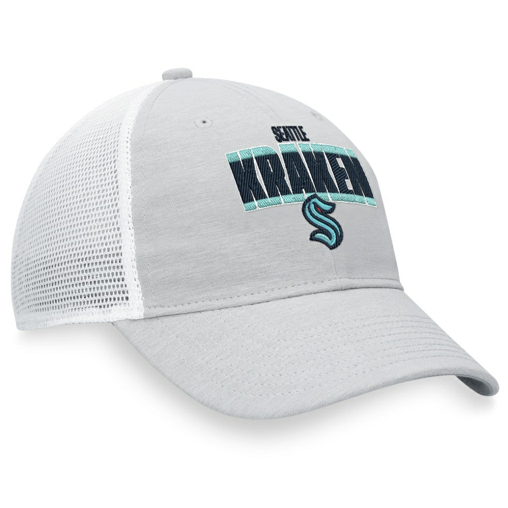 Seattle Kraken Fanatics Team Trucker Snapback Hat Heather Gray/White
