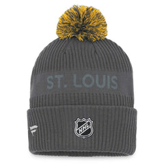St. Louis Blues Fanatics Authentic Pro Home Ice Cuffed Knit Hat with Pom Charcoal