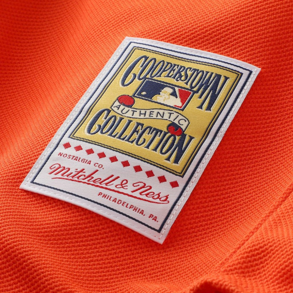 Mike Piazza New York Mets Cooperstown Collection Mesh Batting Practice Button-Up Jersey Orange | Mitchell & Ness