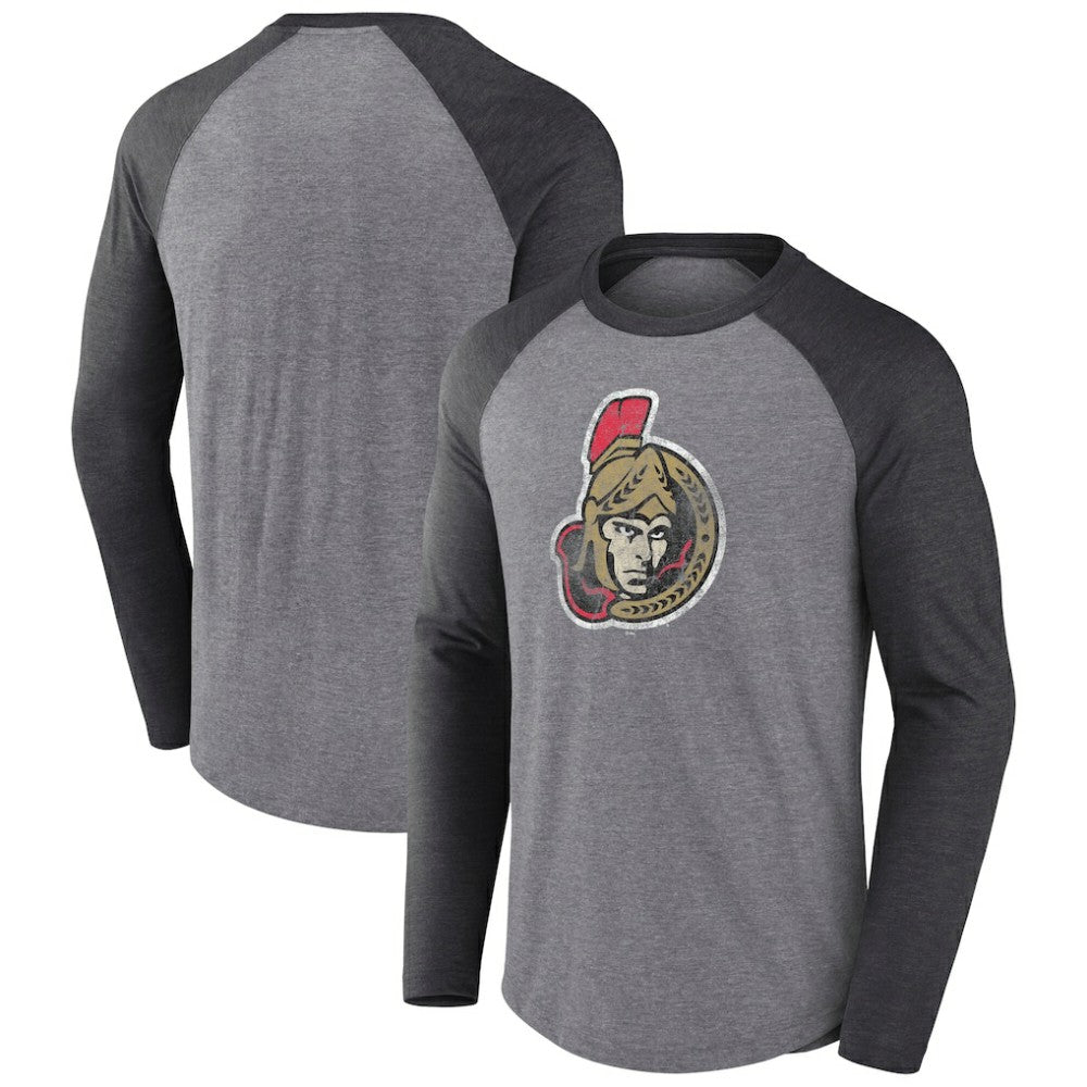 Ottawa Senators Fanatics Special Edition Long Sleeve Tri-Blend Raglan T-Shirt Heather Gray