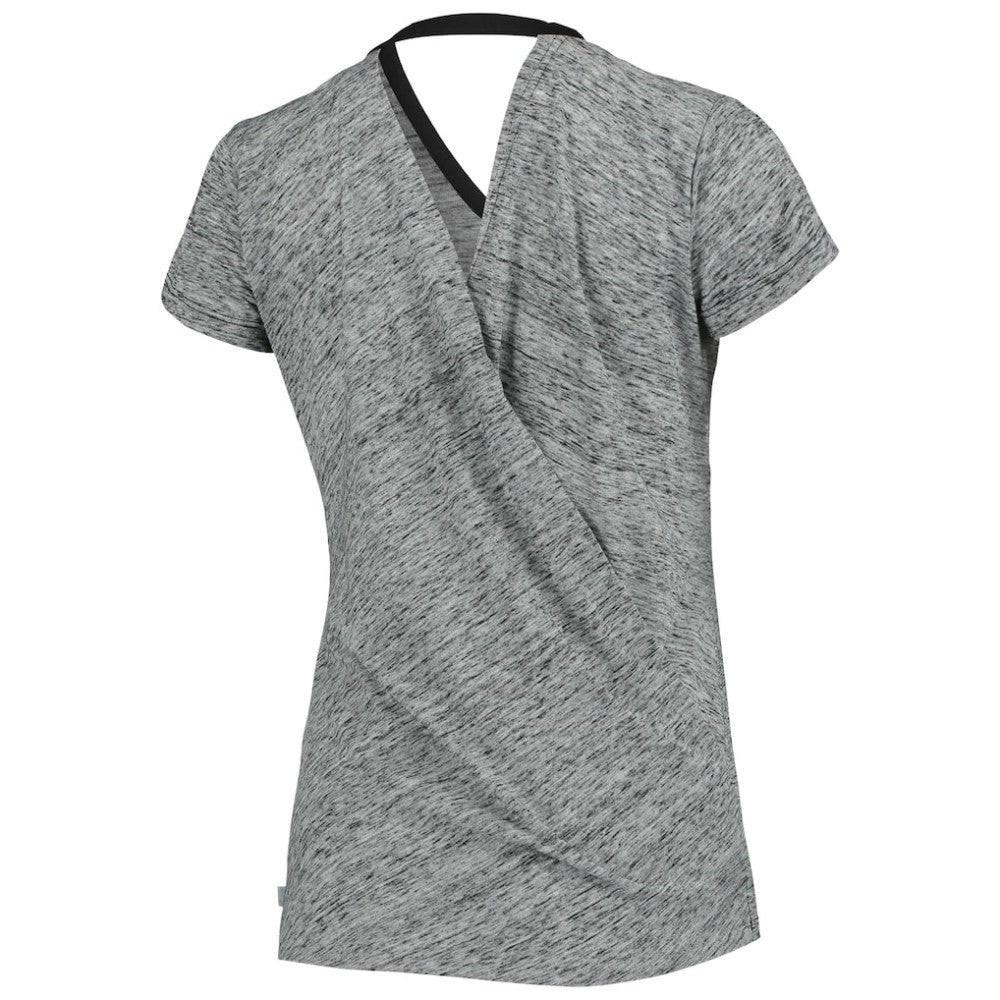 Colorado Rockies Touch Women's Hail Mary Back Wrap Space-Dye V-Neck T-Shirt Black
