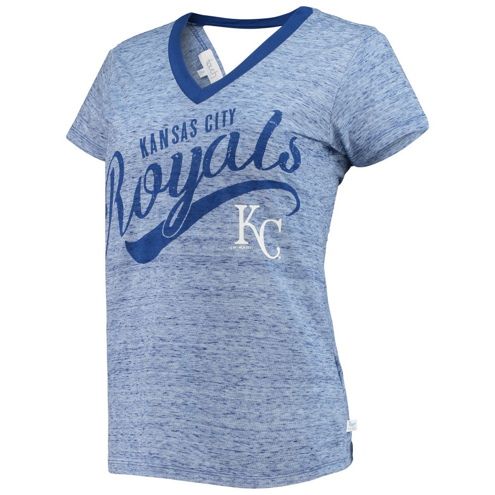Kansas City Royals Touch Women's Hail Mary Back Wrap Space-Dye V-Neck T-Shirt Royal