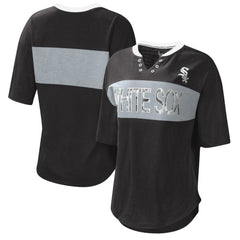 Chicago White Sox Touch Women's Lead Off Notch Neck T-Shirt Black/Silver