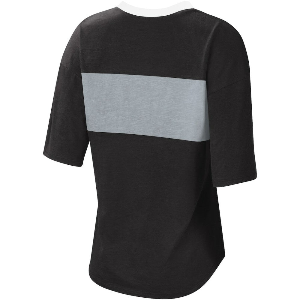 Chicago White Sox Touch Women's Lead Off Notch Neck T-Shirt Black/Silver