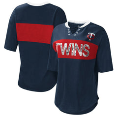 Minnesota Twins Touch Women's Lead Off Notch Neck T-Shirt Navy/Red