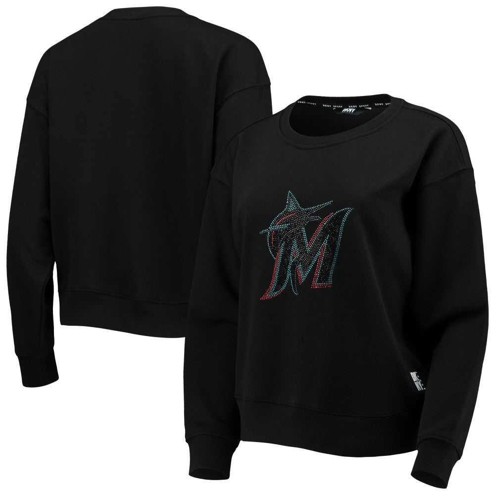 Miami Marlins DKNY Sport Women's Carrie Pullover Sweatshirt Black