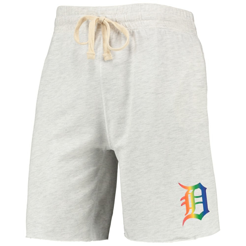 Detroit Tigers Concepts Sport Mainstream Logo Terry Tri-Blend Shorts Oatmeal