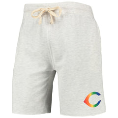 Cincinnati Reds Concepts Sport Mainstream Logo Terry Tri-Blend Shorts Oatmeal