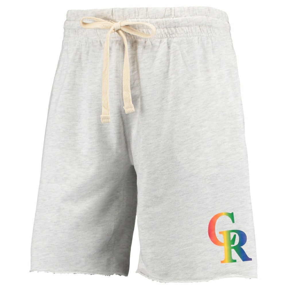 Colorado Rockies Concepts Sport Mainstream Logo Terry Tri-Blend Shorts Oatmeal