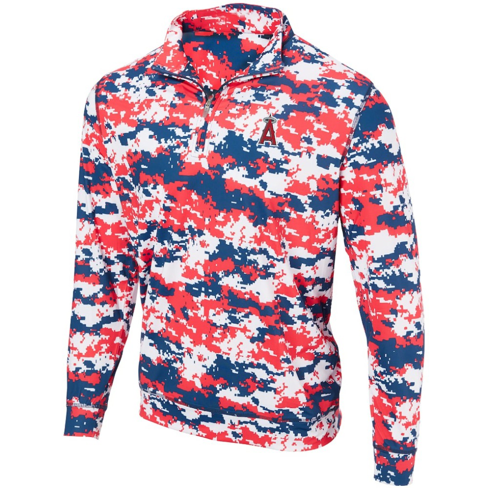Los Angeles Angels Digital Camo Performance Quarter-Zip Pullover Jacket Red