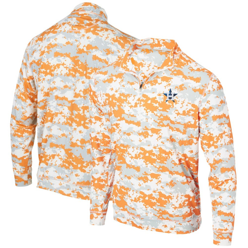 Houston Astros Digital Camo Performance Quarter-Zip Pullover Jacket Orange