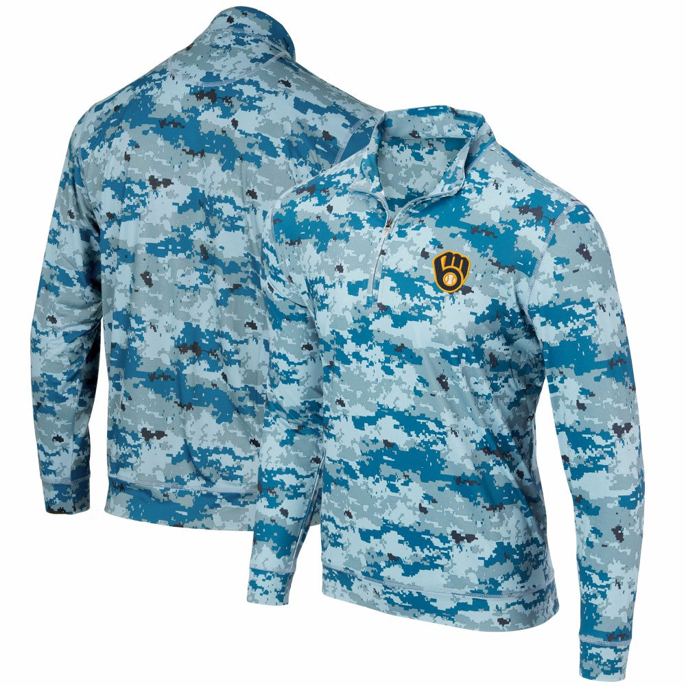 Milwaukee Brewers Digital Camo Performance Quarter-Zip Pullover Jacket Blue